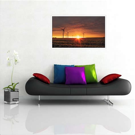 Quadro Decorativo Energia Solar Eólica Moldura Branca Q03 Elo7