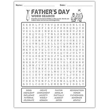 Fathers Day Word Search Puzzles Activity Celebrate Fathers Day