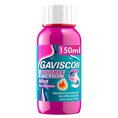 Gaviscon Double Action Heartburn And Indigestion Liquid Mint Flavour