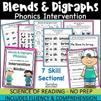 Reading Intervention Binder Blends And Digraphs By Conversations In