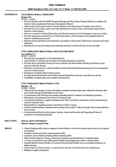 Behavioral Therapist Resume Samples Velvet Jobs