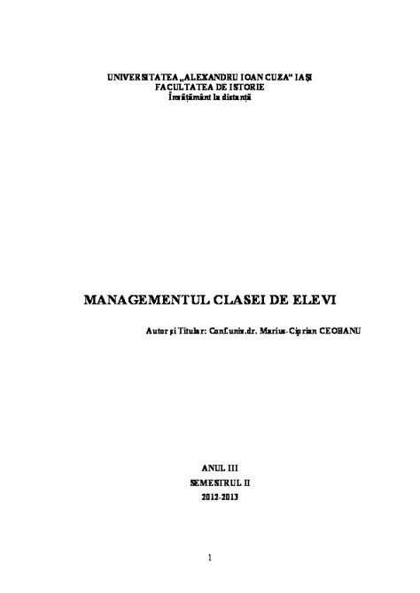 Managementul Clasei De Elevi PDFCOFFEE