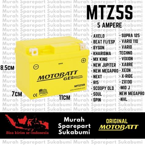 Jual AKI ACCU MOTOBATT MTZ5S BEAT VIXION SUPRA X 125 MIO SOUL REVO MX