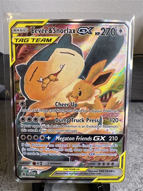 Pokemon Rare Full Art Black Star Promo SM169 Tag Team Eevee Snorlax