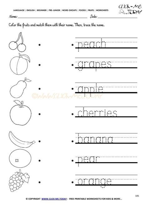 Fruits Worksheet Trace Fruits Worksheet