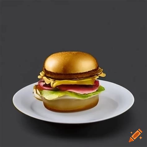 Hyper Realistic Golden Sandwich On A Porcelain Plate On Craiyon