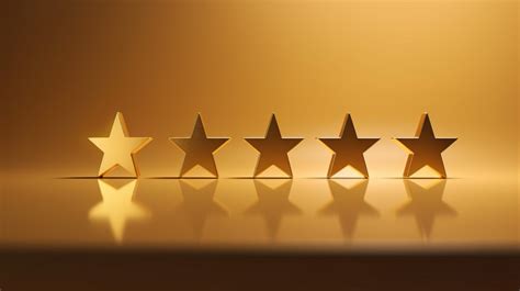 Five Stars Golden 3d Rendering Of Star Review Rating On A Minimalist ...