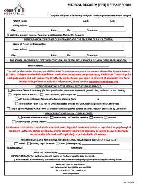 Fillable Online Medical Records Phi Release Form Complete This Form