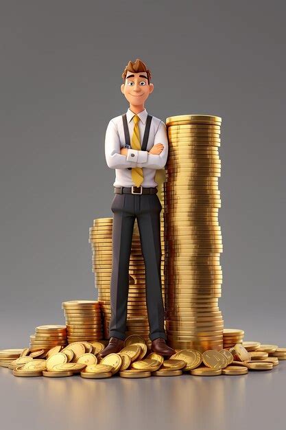 Premium Ai Image Cartoon Character Man Leaning On A Huge Stack Of