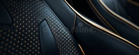 Luxurious Dark Blue and Gold Car Interior with Perforated Leather Seats ...