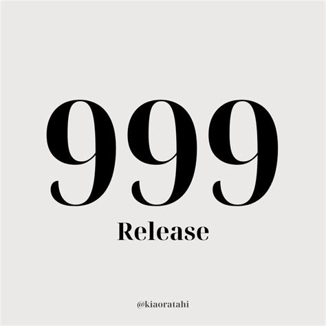 the words 999 release in black on a white background