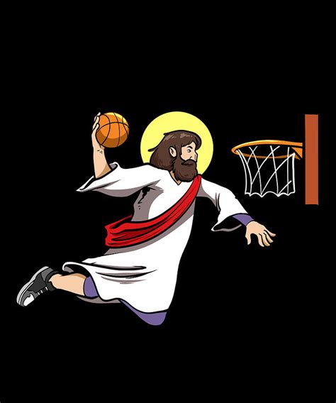 Basketball Player Dunking Baskeball Jesus Digital Art by Colorfulsnow ...