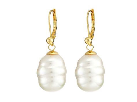 Majorica 12mm Baroque Pearl Drop Earrings White Free