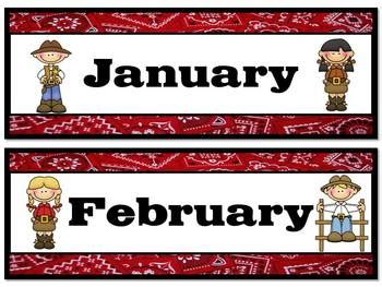 Western Theme Calendar Months by Confessions of a Teaching Junkie