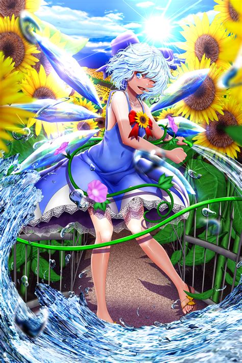 The Big Imageboard Tbib 1girl Bangs Bare Arms Bare Legs Bare Shoulders Blue Bow Blue Dress