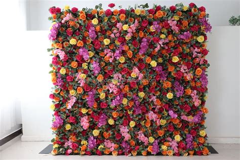 Custom Roll Up Flower Wall Backdrop Artificial Flower Wall Panel 3d