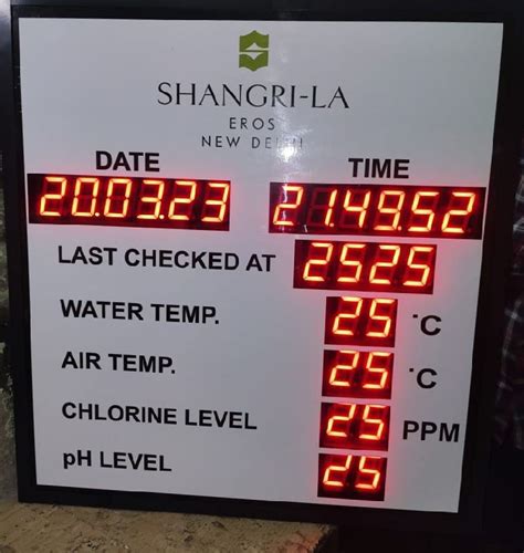 Hotel Swimming Pool Temperature Ph Level Chlorine Display Board Adscope India Delhi