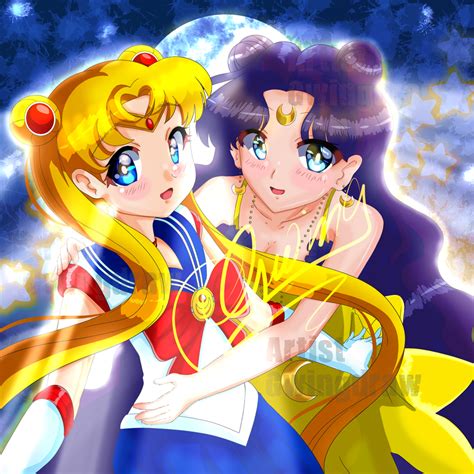 FANART ANIME SAILOR MOON SERENA Y LUNA Por Gwing Dibujando