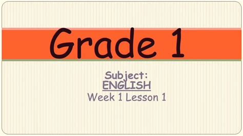 Weekly Lessons Grade 1 Week 1 Lesson 1 English Youtube