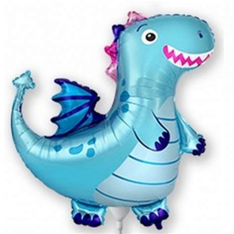 Palloncino Mylar Minishape Dinosauro Simpatico Blu Blister 5 Pezzi