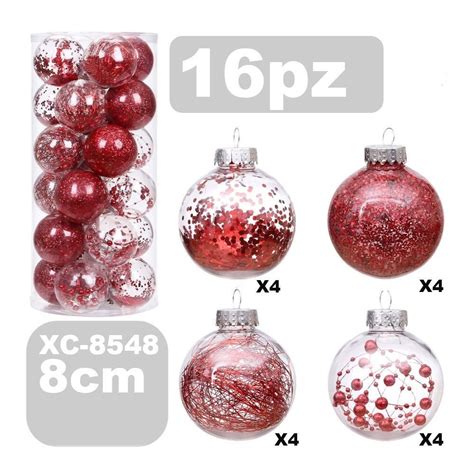 SET 16 PALLINE NATALIZIE 8 CM ADDOBBI PER ALBERO DI NATALE XC 8548