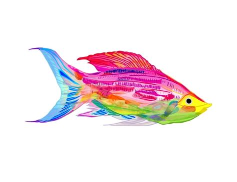 Graphic Design Rainbow Fish Character Digital Print Download - Etsy ...