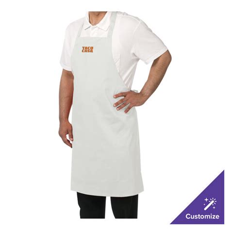 Chef Revival White Poly Cotton Customizable Bib Apron 34 X 28