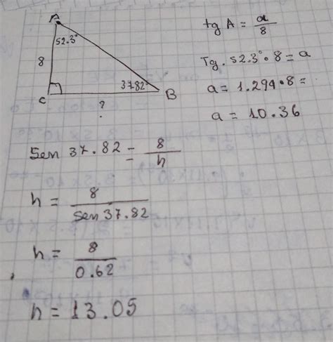 determina la medida de los lados faltantes 1 ángulo a 52 3ángulo b