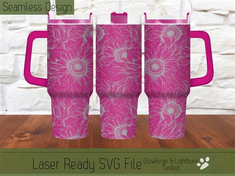 Sunflower Tumbler Wrap 40oz SVG File Laser, Engrave File for 40 Oz ...