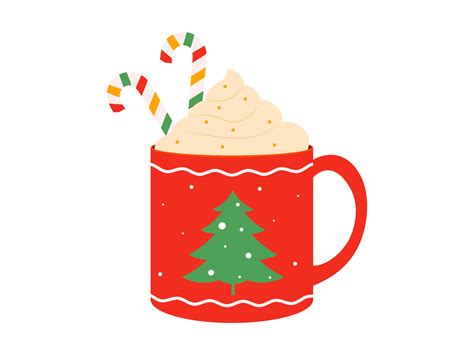 Hot Drink In Cup Winter Cozy Warm Drink In Mug Christmas Vector Illustration Vector