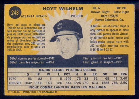 1971 TOPPS OPC O PEE CHEE BASEBALL 248 Hoyt Wilhelm HOF NM Atlanta