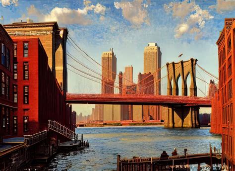 DUMBO Neighborhood in New York, New York USA. Stock Illustration ...