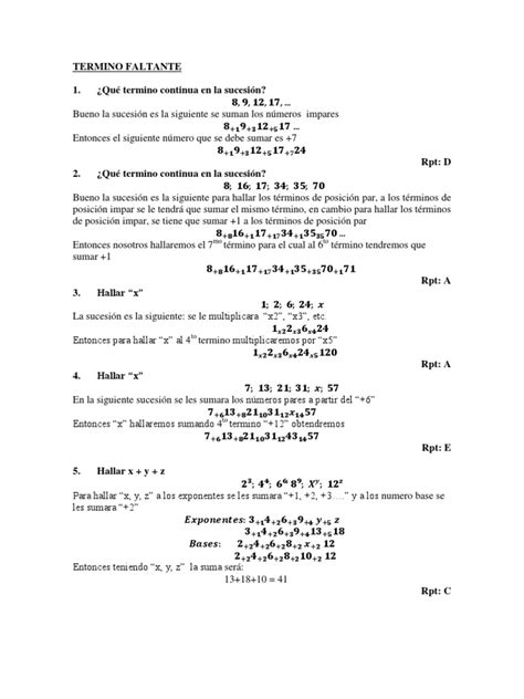 Sucesiones Y Progresiones Pdf Secuencia Notación Matemática