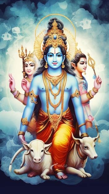 Premium Photo | Hindu god shiva with nandi beautiful portrait