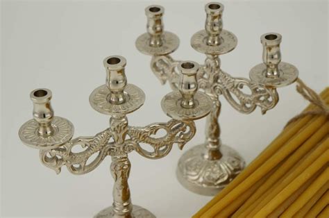 Set Of Five Candle Brass Candelabra And Beeswax Candles Blessedmart