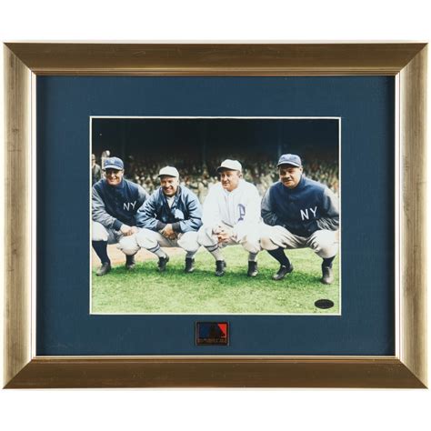 Lou Gehrig Tris Speaker Ty Cobb Babe Ruth Custom Framed Photo