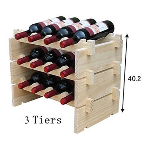 Tiers Stackable Strong Wooden Wines Rack Holds Storage Stand Unit