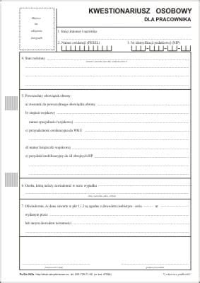 Kwestionariusz Osobowy Pu Os 202 DRUKI AKCYDENSOWE