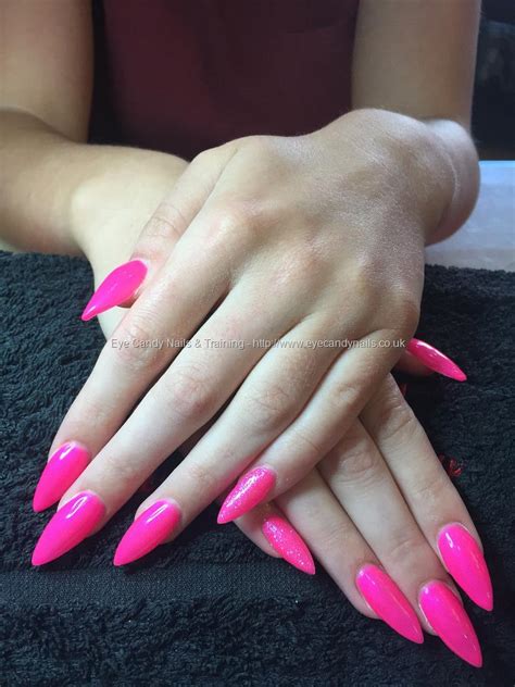 Neon Pink Stiletto Nails