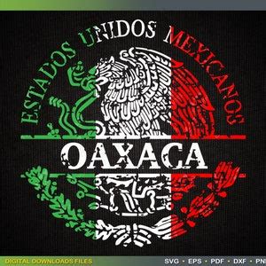 Distressed Escudo Nacional Aguila Mexicana Split Monogram SVG File Oaxaca Tricolor Mexican SVG ...