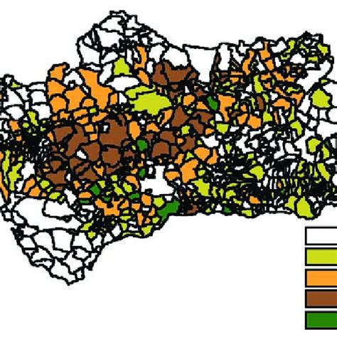 Distribución del olivar en Jaén siglo XVIII según el Catastro de