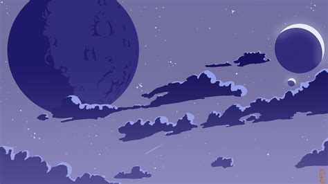 Artwork Sky Clouds Purple Violet Moon Wallpaper - Resolution:1920x1080 ...