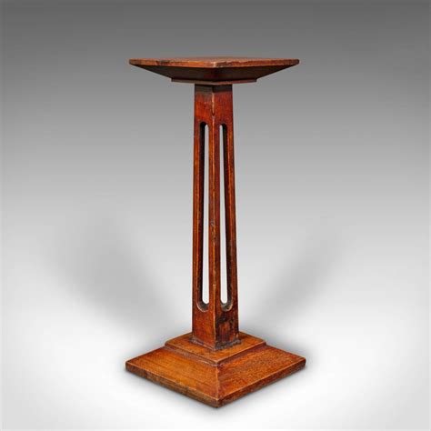 Small Antique Statue Stand, English, Oak, Pedestal, Torchere Column ...