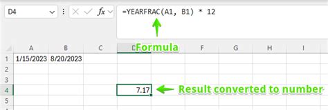 Calculating the Number of Months Between Dates in Excel