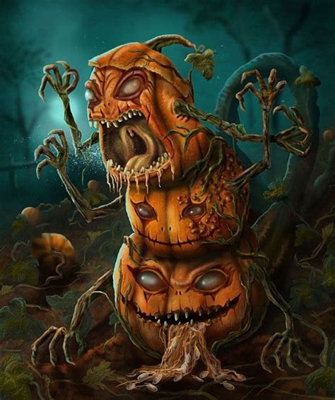 An Illustration Of A Creepy Pumpkin With Its Mouth Open And Hands In It