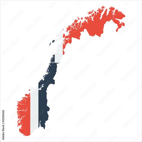 Norway high resolution map with national flag. Flag of the country ...