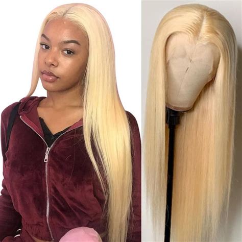 Blonde 4x4 Lace Closure Human Hair Wigs 613 Sdamey Brazilian Bone