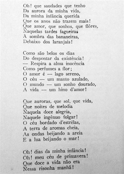 Casimiro De Abreu Poema - Meus Oito Anos _Casimiro de Abreu | Frases inspiracionais, Poemas ...