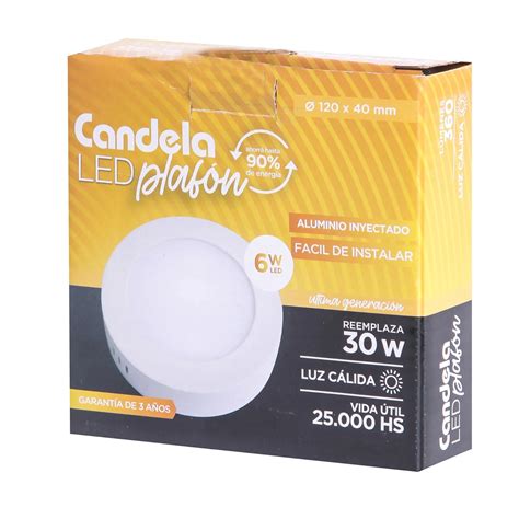 Plafon redondo de aplicar 6W Ø12 cm Luz Calida Candela Bazar de Luces