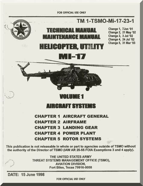 Mil Mi-17 Helicopter Maintenance Manual TM 1-TSMO-Mi-17-23-1 Vol. 1 ...